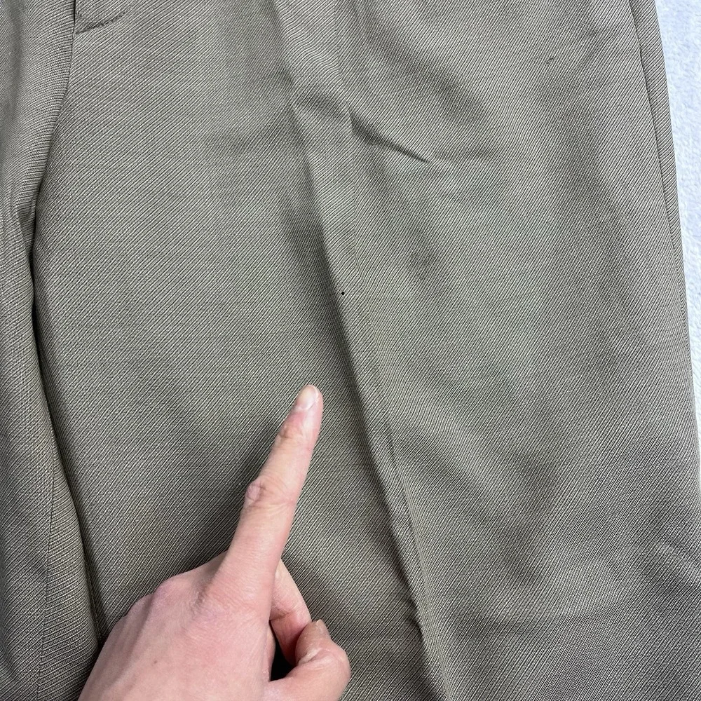 Zanella Dress Pants Duncan Mens Size 35 Brown Pleated 100% Wool Cuff Hem Italy